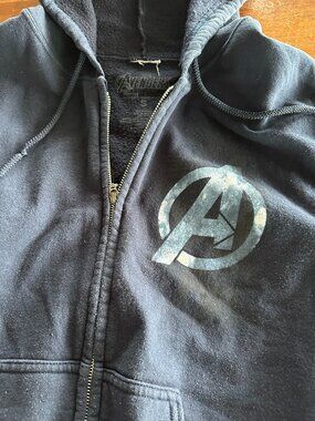 Marvel Avengers Zip Up Hoodie Small Blue Graphic Sweatshirt